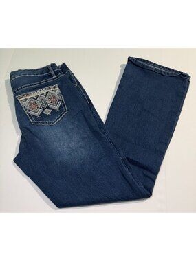 a.n.a Womens Bootcut Jeans Size 12 Stretch Distressed Embellished Pocket Denim